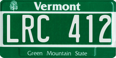 VT license plate LRC412