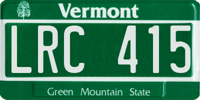 VT license plate LRC415