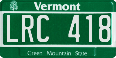 VT license plate LRC418