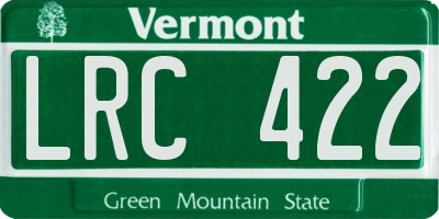 VT license plate LRC422