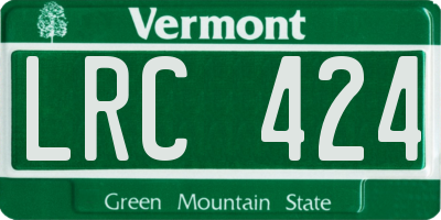 VT license plate LRC424
