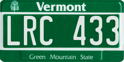 VT license plate LRC433