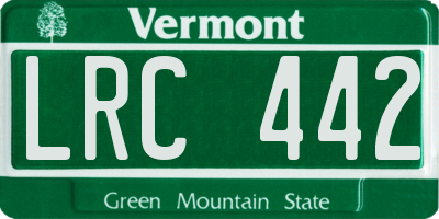 VT license plate LRC442