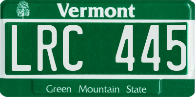 VT license plate LRC445