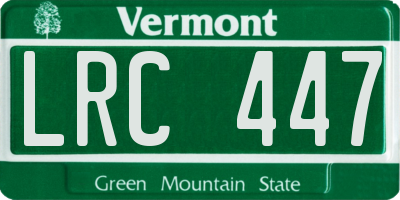 VT license plate LRC447