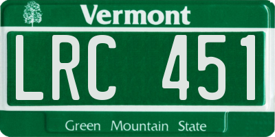 VT license plate LRC451