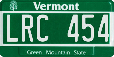 VT license plate LRC454