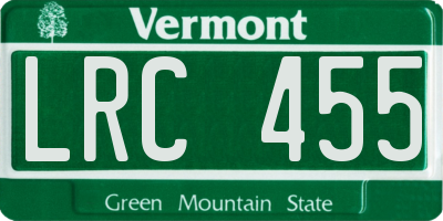 VT license plate LRC455