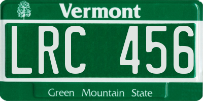 VT license plate LRC456