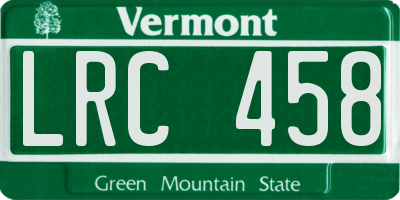 VT license plate LRC458