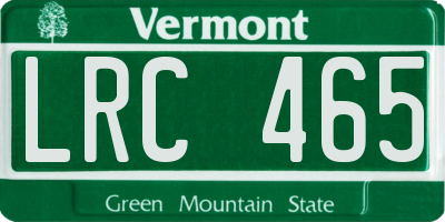VT license plate LRC465