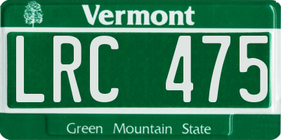 VT license plate LRC475