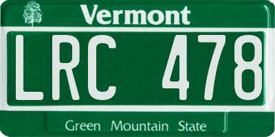 VT license plate LRC478