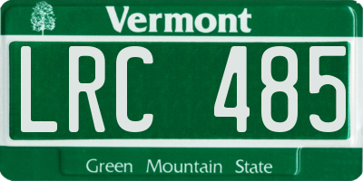 VT license plate LRC485