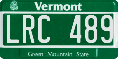 VT license plate LRC489