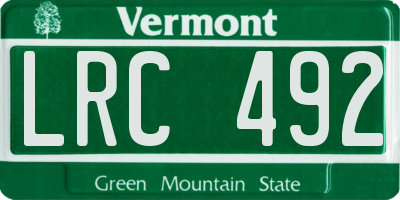VT license plate LRC492