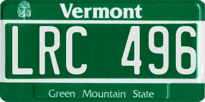 VT license plate LRC496