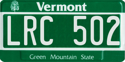VT license plate LRC502