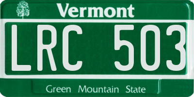 VT license plate LRC503