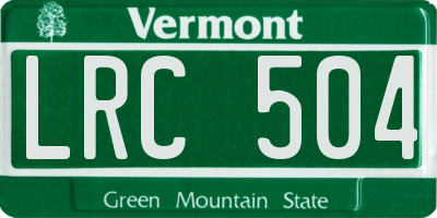 VT license plate LRC504
