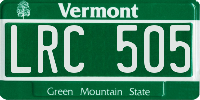 VT license plate LRC505