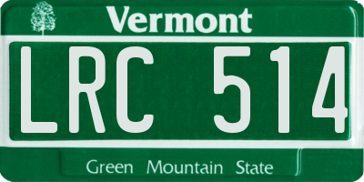 VT license plate LRC514