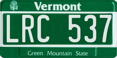 VT license plate LRC537