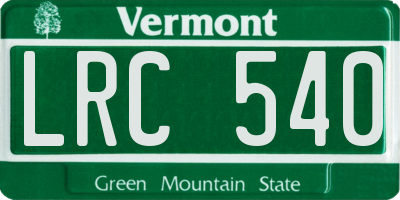 VT license plate LRC540