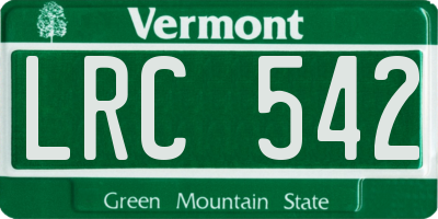 VT license plate LRC542