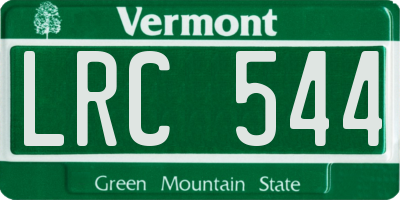 VT license plate LRC544