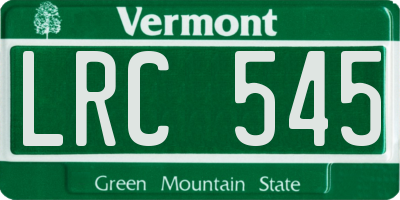 VT license plate LRC545