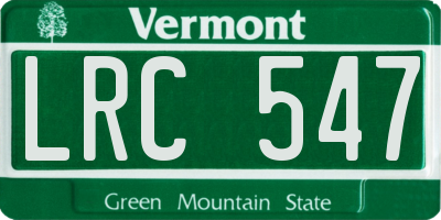 VT license plate LRC547