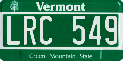 VT license plate LRC549
