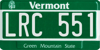 VT license plate LRC551