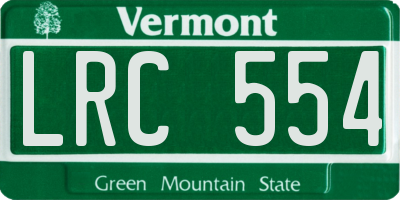 VT license plate LRC554