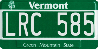 VT license plate LRC585