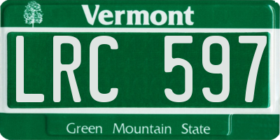 VT license plate LRC597