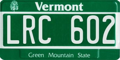 VT license plate LRC602