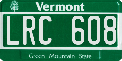 VT license plate LRC608