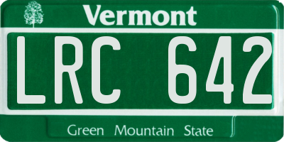 VT license plate LRC642