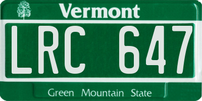 VT license plate LRC647