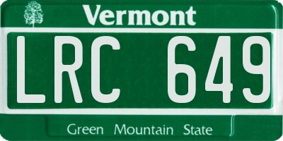 VT license plate LRC649