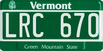 VT license plate LRC670