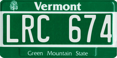 VT license plate LRC674