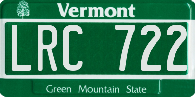 VT license plate LRC722
