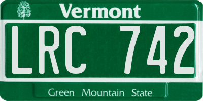 VT license plate LRC742