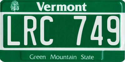VT license plate LRC749