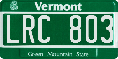 VT license plate LRC803
