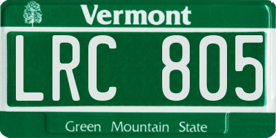 VT license plate LRC805