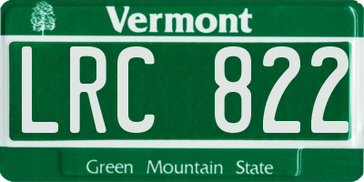 VT license plate LRC822